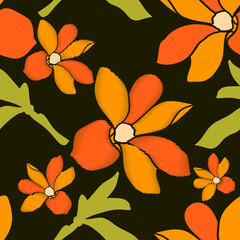 Magnolia.Seamless pattern.Vector.Image on white and color background.