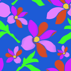Magnolia.Seamless pattern.Vector.Image on white and color background.