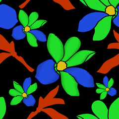 Magnolia.Seamless pattern.Vector.Image on white and color background.