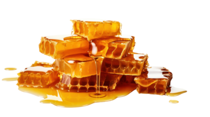 Honeycomb Chunks Illustration on Transparent Background

