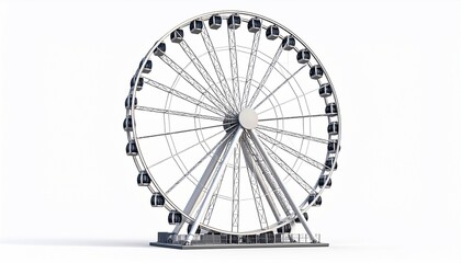 A majestic Ferris wheel against a bright white background, showcasing its elegant design and structure.