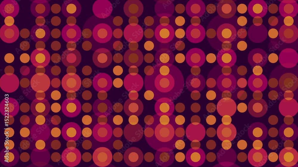 Poster loopable animation of blinking retro pattern of colorful dots - funky pop disco nightclub background