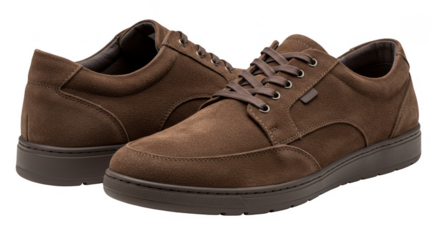 Isolated Pair of Brown Leather Lace Up Fashionable Casual Shoes