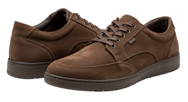 Isolated Pair of Brown Leather Lace Up Fashionable Casual Shoes