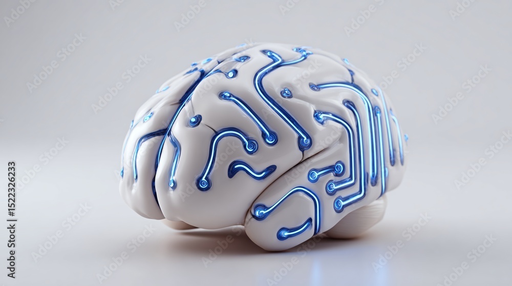 Poster electronic brain: conceptual representation of artificial intelligence and the fusion of technology 