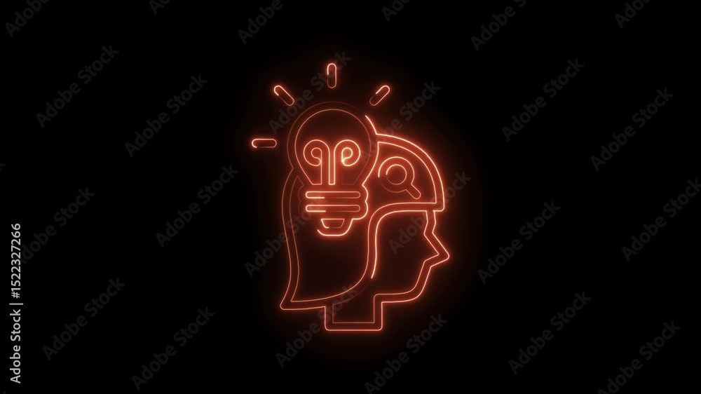 Poster neon style innovation creative process idea generation and problem solving thinking process video