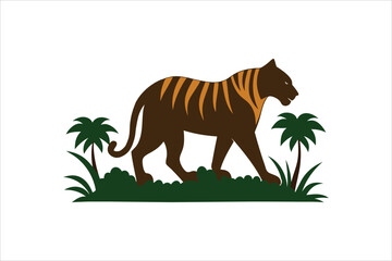 Tiger with forest vector illustration