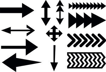 A collection of black and white arrow icons, perfect for web design elements or directional symbols