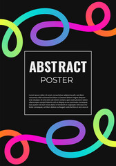 Abstract poster with rainbow gradient wavy line. Cover template with dynamic curve ribbon. Fluid color elements.
