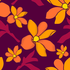 Magnolia.Seamless pattern.Vector.Image on white and color background.