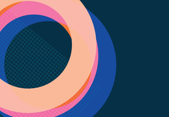 Fototapeta premium Colorful artistic circles and grid patterns create a vibrant and dynamic design background, ideal for modern art themes. Suitable for graphic design, posters, or backgrounds.