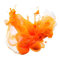 Orange and white paint splash on black void