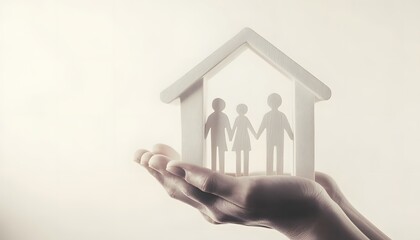 A family home held gently in caring hands.