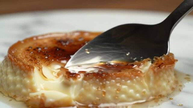 a piece of cake on a spoon milk condense