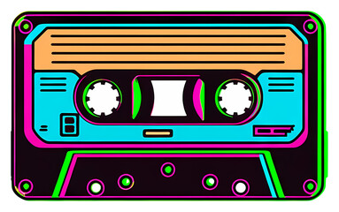 PNG Vibrant cassette tape on transparent background.