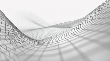 Minimalist abstract background composed of fine lines forming a grid pattern, with subtle intersections and slight variations in thickness. Monochromatic gray tones on a white base, soft shadows.