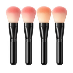 Four makeup brushes with black handles