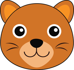 Adorable Brown Cat Face Illustration Cute Cartoon Animal Design