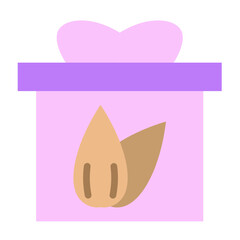 Almond in Gift Box Vector Flat Icon Design