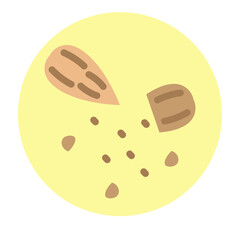 Almond Kernel Closeup Vector Flat Icon Design