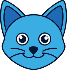 Adorable Blue Cat Face Illustration Cute Kitten Design Perfect for Kids