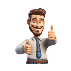 Cartoon man giving two thumbs up pose
