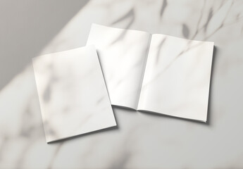 Isolated magazine cover and open magazine Mockup on white background with shadows. 3D rendering