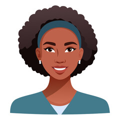 Flat Vector. Portrait of only one Woman. Simple Background.