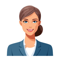 Flat Vector. Portrait of only one Woman. Simple Background.