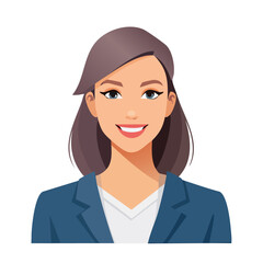 Flat Vector. Portrait of only one Woman. Simple Background.