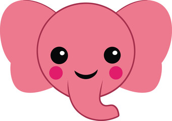 Adorable Pink Elephant Illustration Cute Cartoon Animal Design