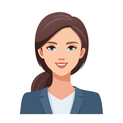 Flat Vector. Portrait of only one Woman. Simple Background.