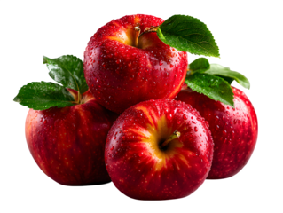 Group of Honeycrisp apples with leaves attached, isolated on transparent background --ar 4:3 --v 7.0 --p 537mr6h --s 250