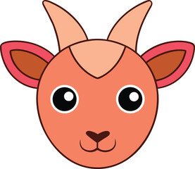 Adorable Cartoon Goat Vector Illustration of a Cute Goat Face