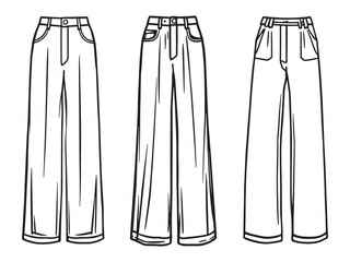 Wide Leg line art icon stylish simple illustration