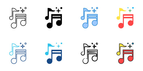 Music icon set multiple style collection 