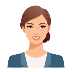 Flat Vector. Portrait of only one Woman. Simple Background.