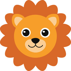 Adorable Cartoon Lion Face  A Cute Illustration of a Friendly Lion