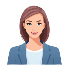 Flat Vector. Portrait of only one Woman. Simple Background.