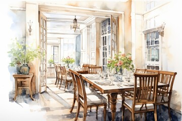 Room architecture restaurant furniture.