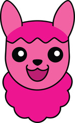 Adorable Pink Llama Illustration Cute Cartoon Animal Design