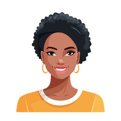 Flat Vector. Portrait of only one Woman. Simple Background.