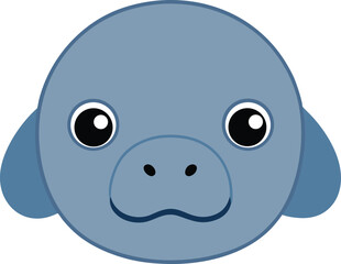 Adorable Manatee Cartoon A Cute and Friendly Sea Cow Illustration