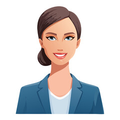 Flat Vector. Portrait of only one Woman. Simple Background.