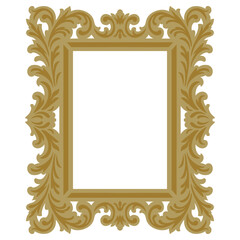 Baroque rectangular frame with ornate flourishes, vector illustration for laser cutting, vintage decorative border