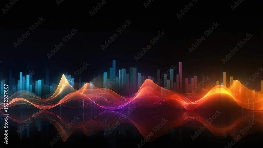 Poster abstract data wave: a mesmerizing abstract artwork featuring a vibrant data wave with color gradient