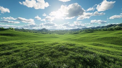 Sunny Hills with Bright Clean Sky