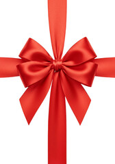 Isolated Red Ribbon Bow Decorating Gift For Festive Celebration Background