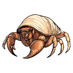 Fototapeta premium hermit crab, underwater animal, vector, transparent background, creature, isolated, animal, crustacean, prawn, nature, shell, cute, reptile, zoo, wildlife, icon