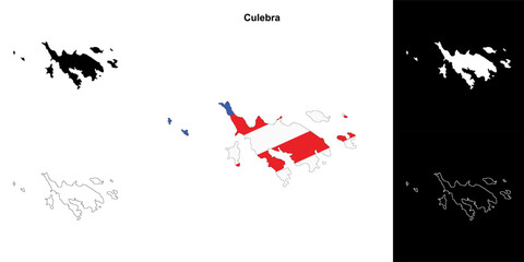 Culebra municipality blank outline map set